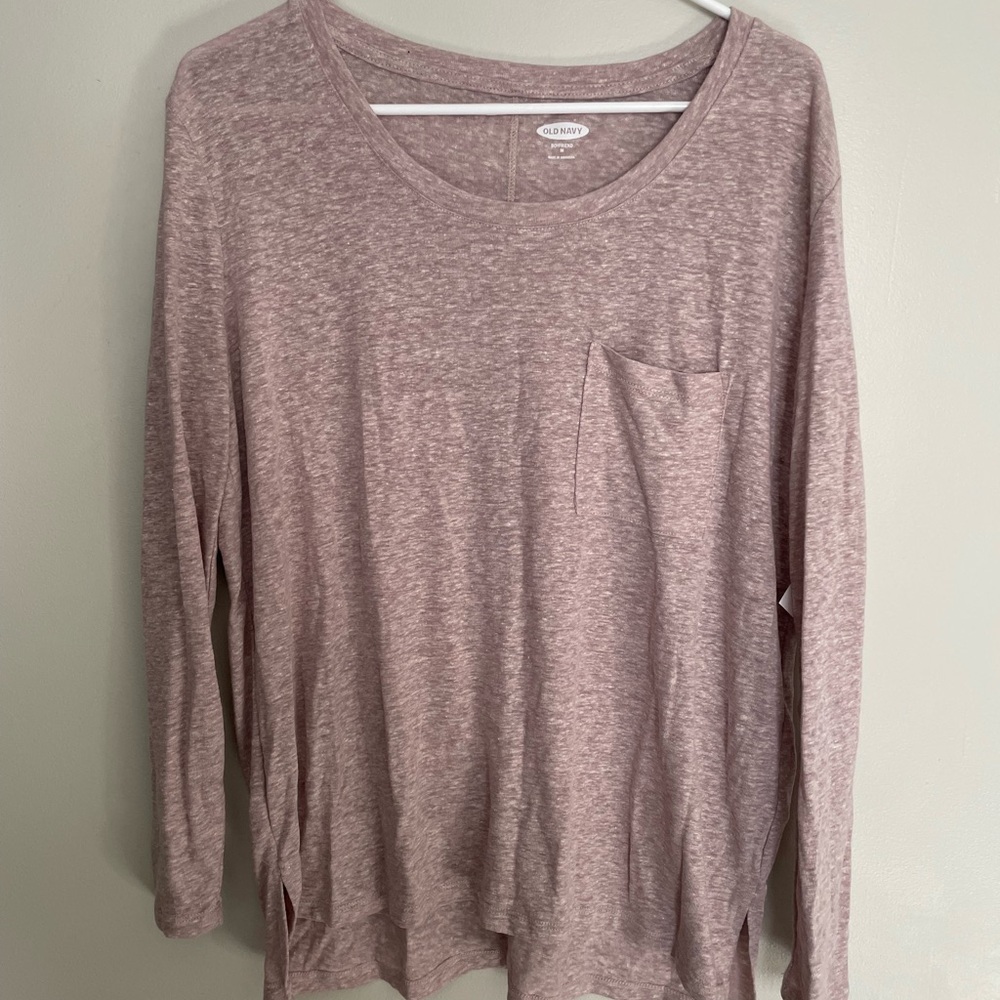 Old Navy Women's Pink Long Sleeve Top with Pocket